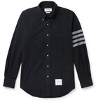 Thom Browne - Button-Down Collar Striped Cotton-Flannel Shirt - Blue