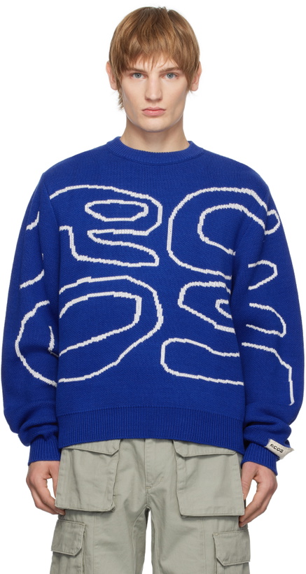 Photo: RCOS Blue Stack Logo Heavy Intarsia Knit Sweater