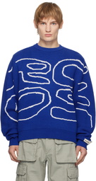 RCOS Blue Stack Logo Heavy Intarsia Knit Sweater