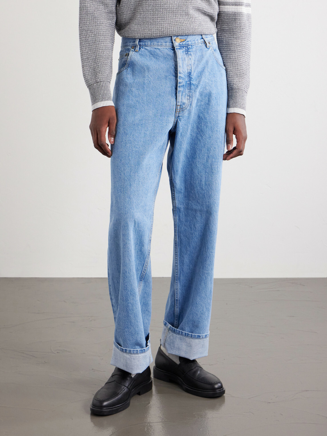 Thom Browne - Cinch-Back Wide-Leg Jeans - Blue