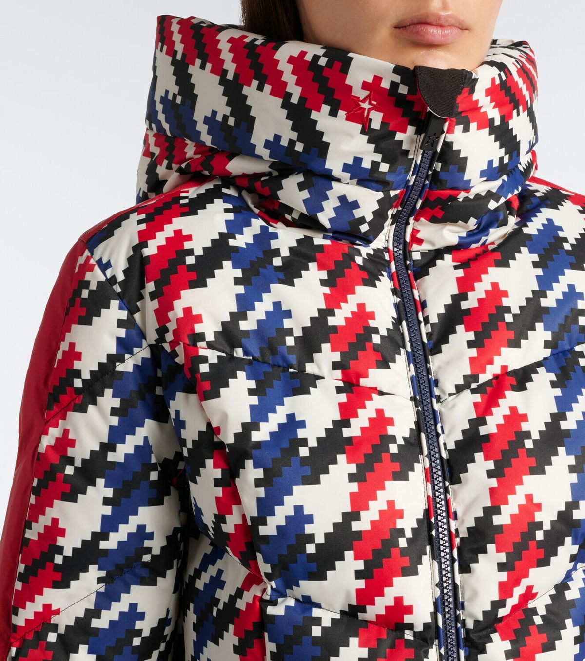 Perfect Moment Duvet houndstooth hooded down ski jacket