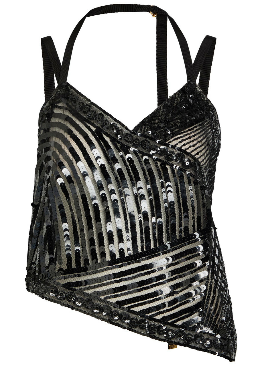 Pucci Sequin-embellished Tulle top Black