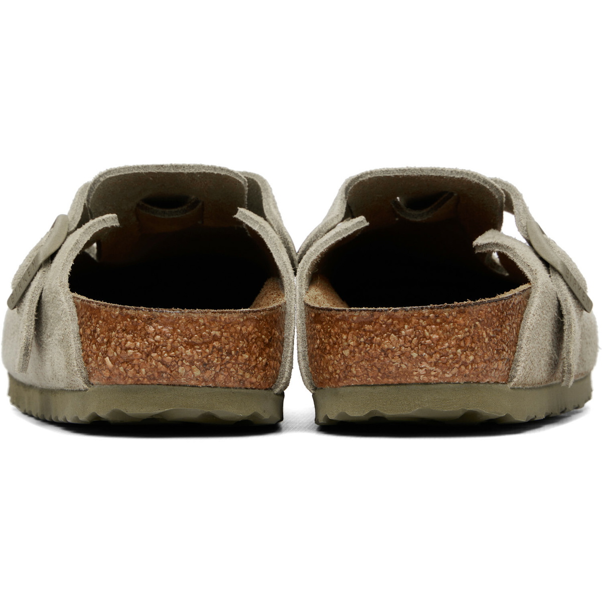 Birkenstock Khaki Narrow Boston Suede Leather Loafers