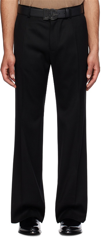 Photo: Dolce&Gabbana Black Straight-Leg Trousers