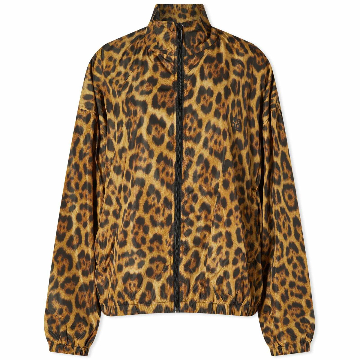 Alexander Wang Women s Leopard Track Jacket With Stacked Puff Logo in Black Multi