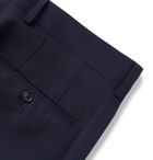 Fendi - Navy Tapered Satin-Trimmed Wool Trousers - Blue