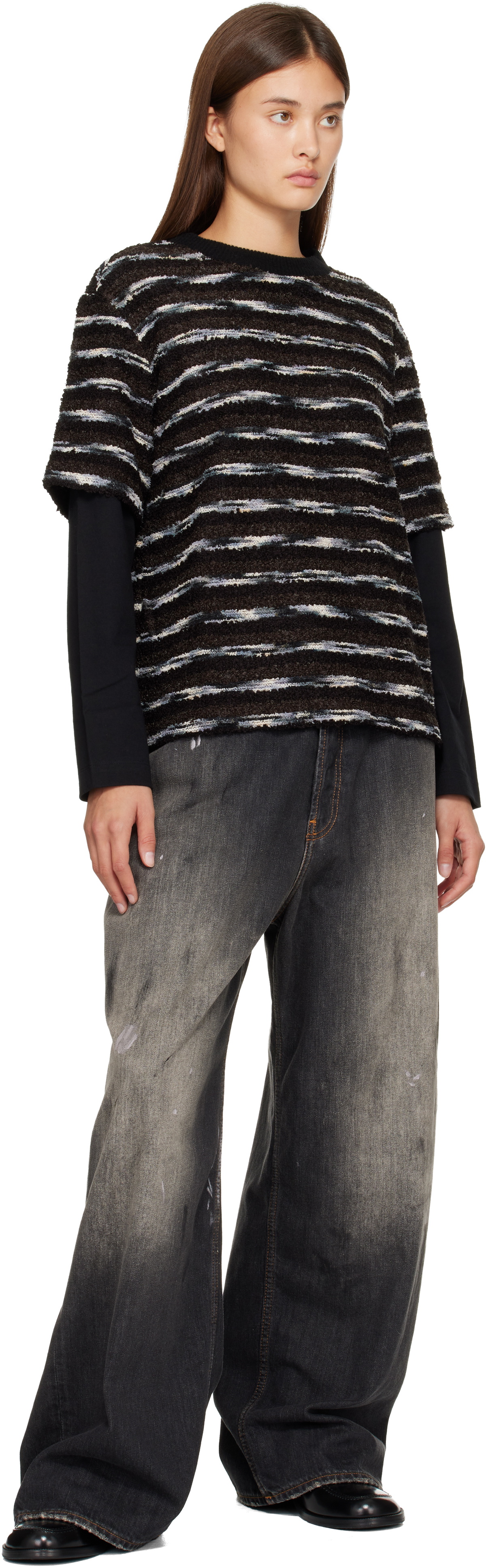 Andersson Bell Black Stripe Layered Sweater