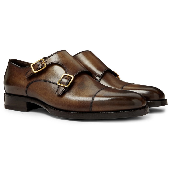 Photo: TOM FORD - Wessex Leather Monk-Strap Shoes - Brown