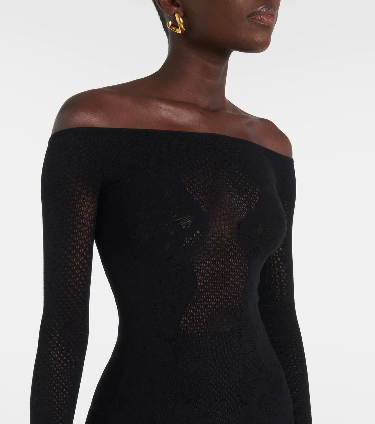 Wolford Open-knit lace-trimmed jumpsuit