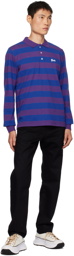 Noah Purple & Blue Striped Long Sleeve Polo