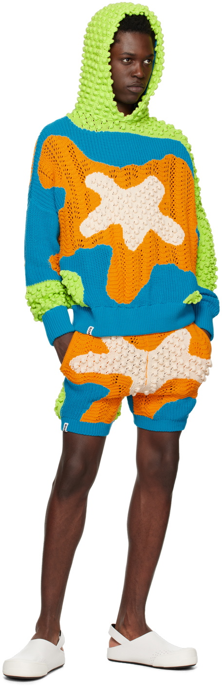 Bonsai Orange & Blue Intarsia Shorts