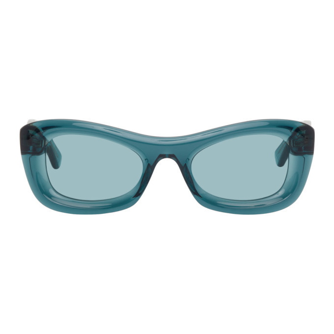 Photo: Bottega Veneta Blue Rectangular Sunglasses