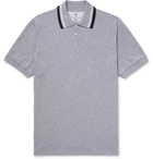 Brunello Cucinelli - Slim-Fit Contrast-Tipped Cotton-Piqué Polo Shirt - Gray