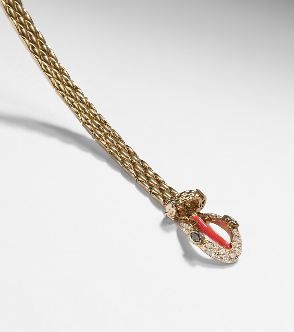 Yvonne Léon Python 9kt gold and enamel bracelet with diamonds