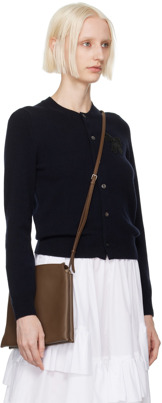 Comme des Garçons Girl Navy Beaded Bow Cardigan