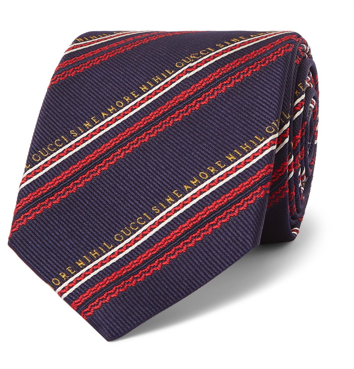 Photo: Gucci - 7.5cm Striped Silk and Wool-Blend Jacquard Tie - Blue