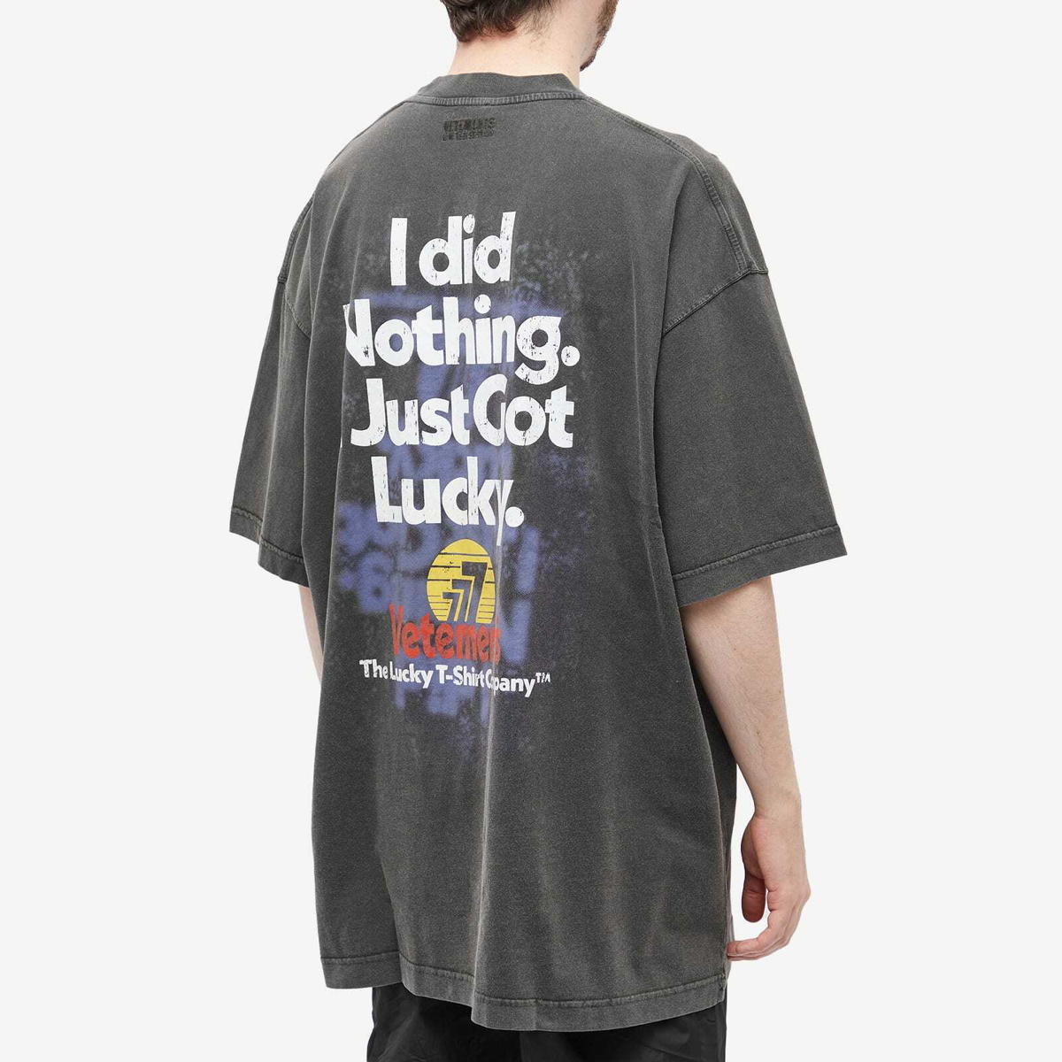 Vetements I Got Lucky T-Shirt in Washed Black Vetements