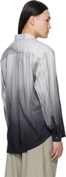 YOKE Gray Cotton Silk Lawn Hand Painted Loose Fit Shirt