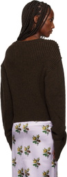 Meryll Rogge Brown Raw Edge Boat Neck Sweater