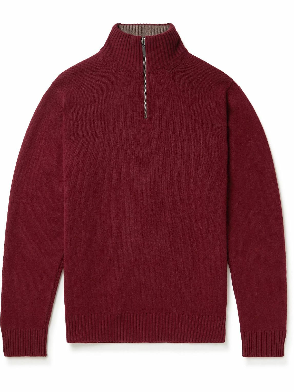 Purdey Kelso Cashmere HalfZip Sweater Burgundy Purdey