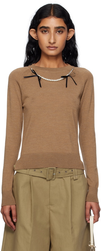 Photo: Simone Rocha Brown Embellished Classic Sweater