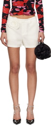 Blumarine White Fluid Gabardine Rose Shorts