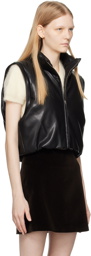 LOW CLASSIC Black Cropped Faux-Leather Down Jacket