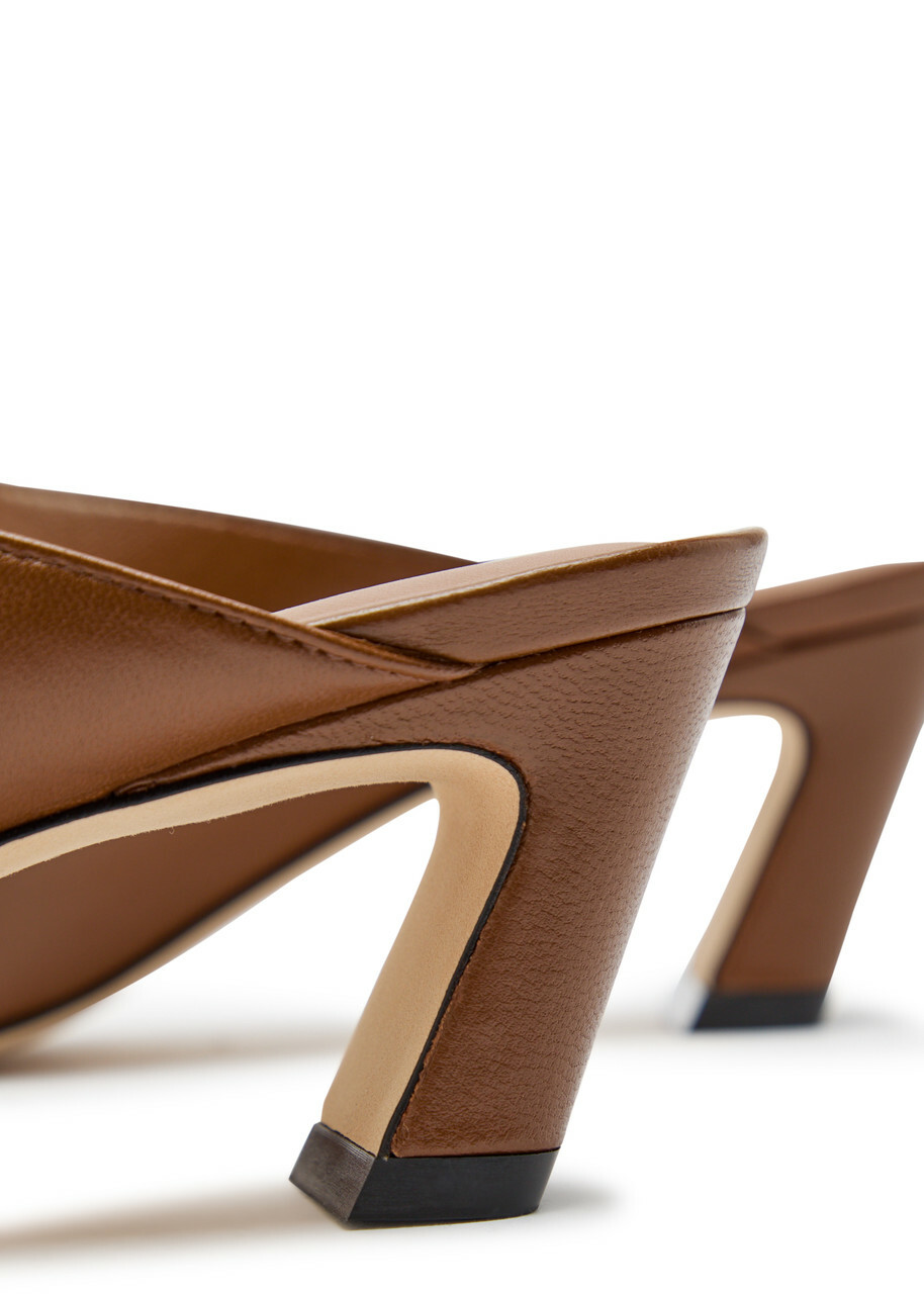 Stuart Weitzman Stassi 50 Leather Mules Brown
