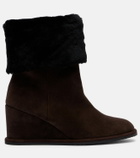 Yves Salomon Shearling-lined suede wedge ankle boots