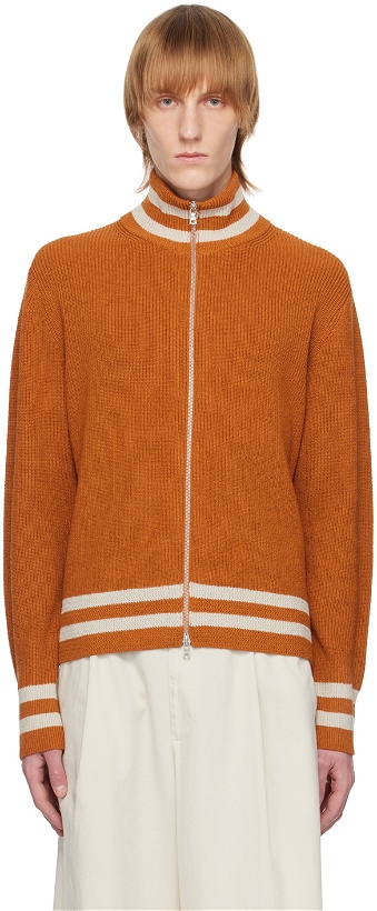 Photo: Dries Van Noten Orange Zip-Up Sweater