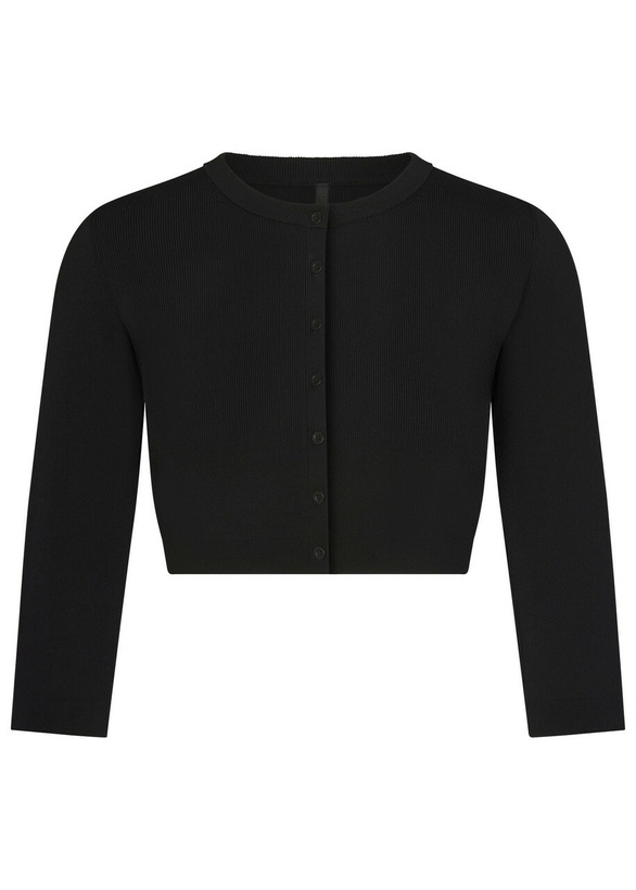 Photo: Skims Cropped Knit Cardigan Black