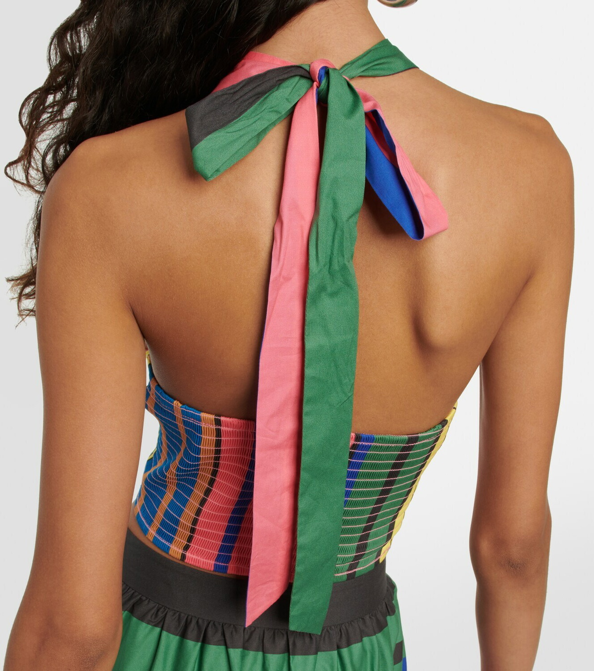 Staud Kai striped halterneck cotton top