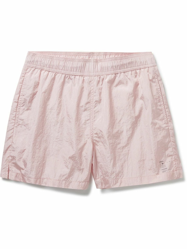 Photo: Onia - Straight-Leg Mid-Length Crinkled Swim Shorts - Pink