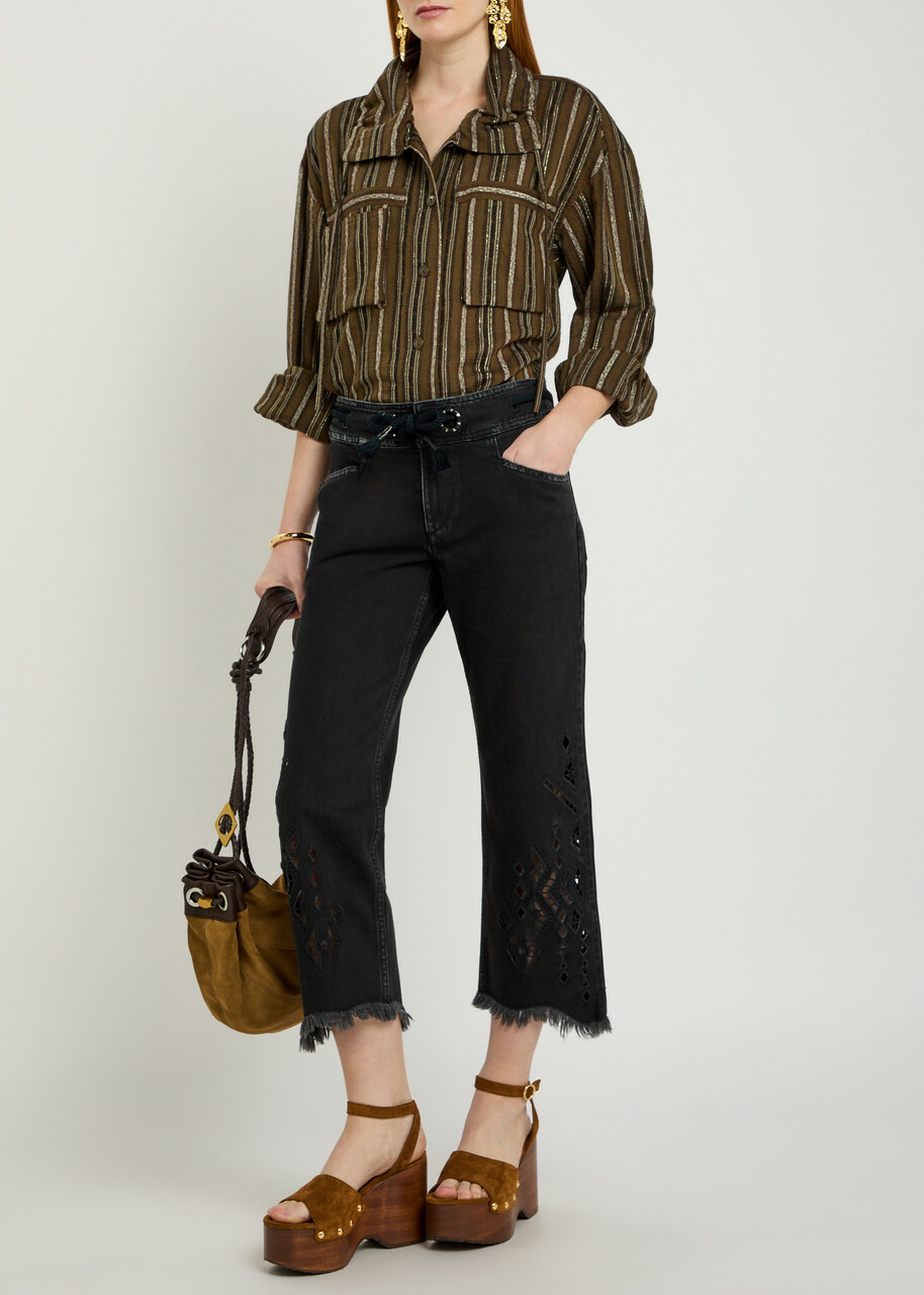 Isabel Marant Chelia Striped Cotton-blend Shirt Bronze