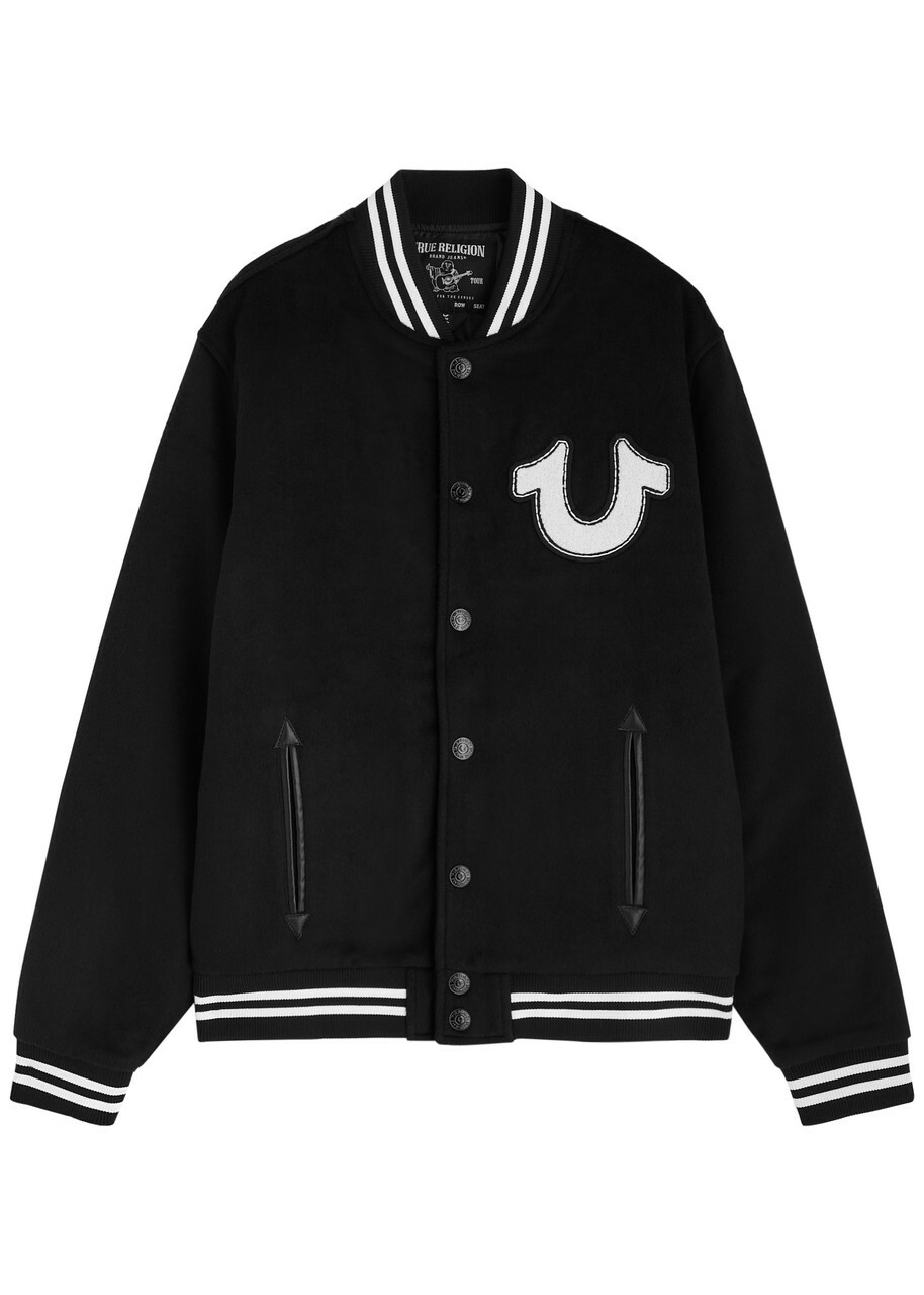 True Religion Logo-appliquéd Brushed Bomber Jacket