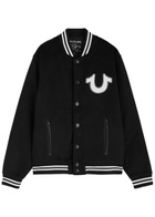 True Religion Logo-appliquéd Brushed Bomber Jacket