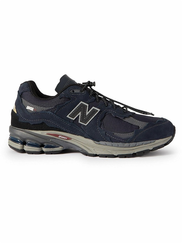 Photo: New Balance - 2002RD Protection Pack Leather-Trimmed Nubuck and Ripstop Sneakers - Blue