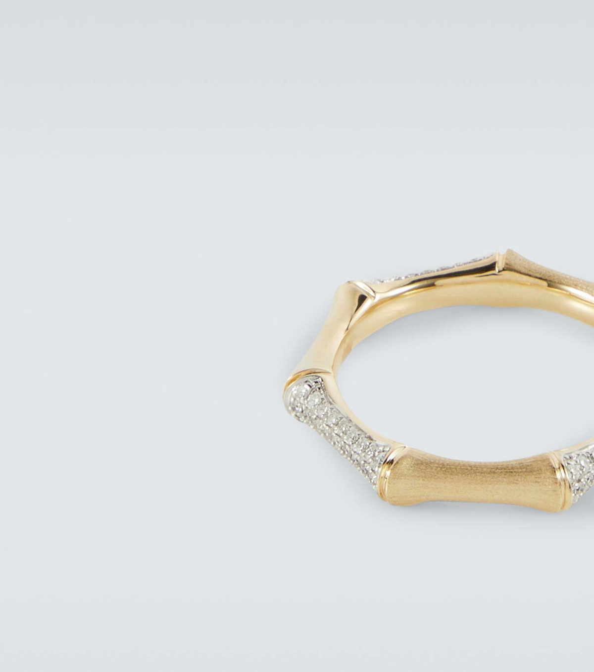 Rainbow K Bamboo 14kt gold ring with diamonds