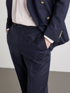 De Petrillo - Tapered Virgin Wool Suit Trousers - Blue