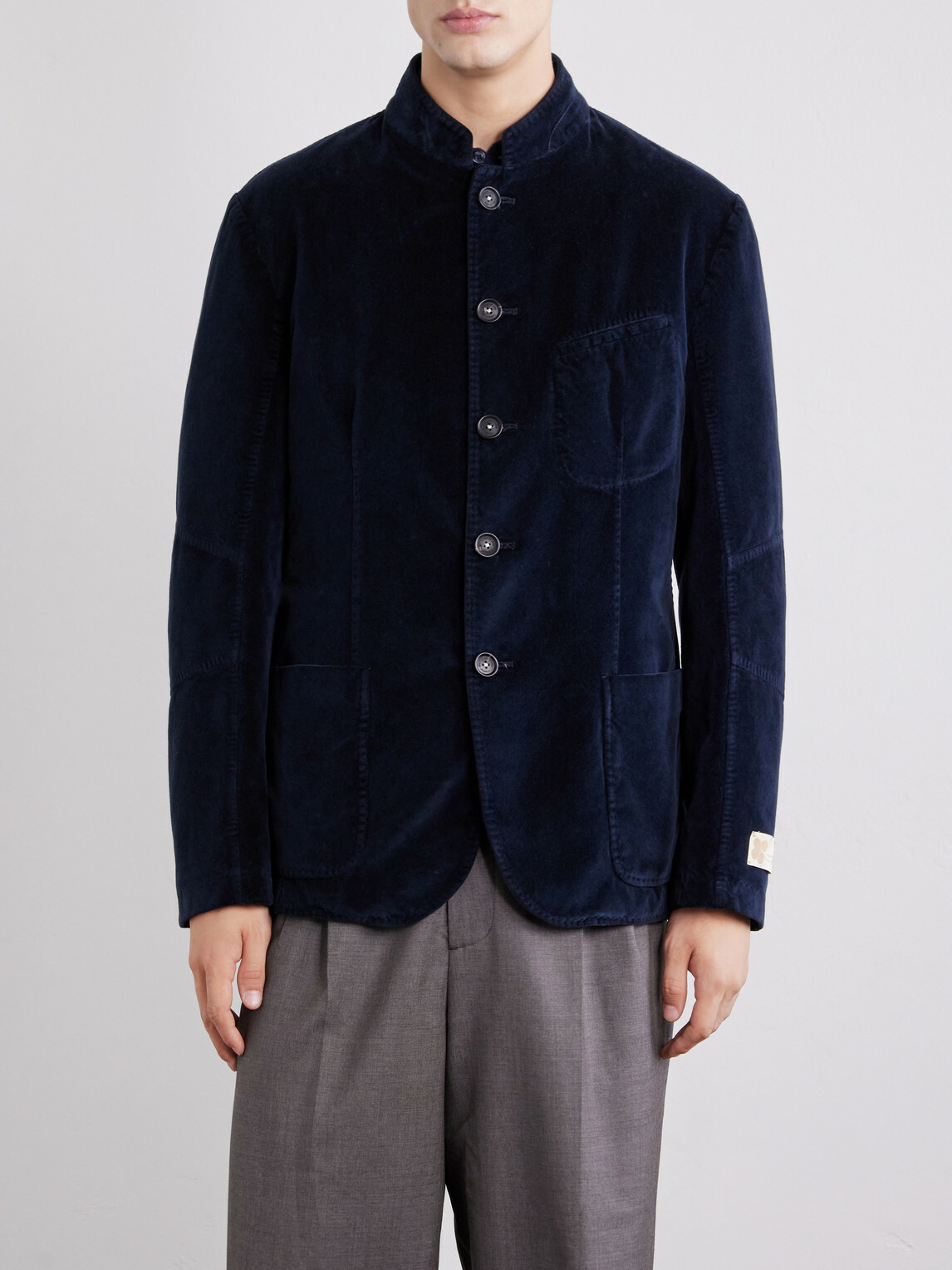 Massimo Alba - Gstaad panelled Cotton-Velvet Jacket - Blue