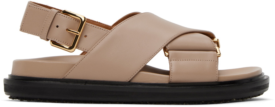 MARNI(マルニ)☆レディース FUSSBETT SANDALS_DESERT BEIGE Fussbett leather sandals in beige - Marni | Mytheresa