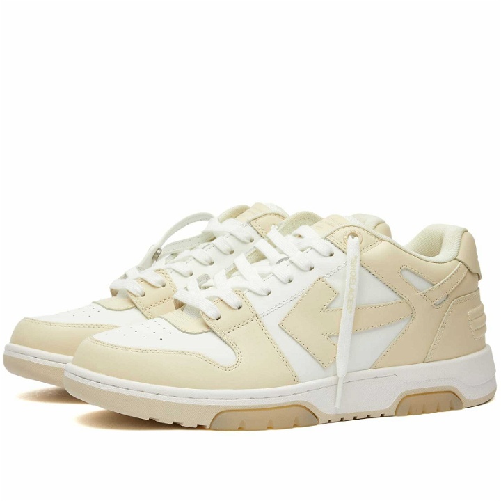 Photo: Off-White Men's Out Of Office Low Leather Sneakers in White/Beige