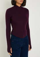 Victoria Beckham Ribbed Merino Wool top Burgundy
