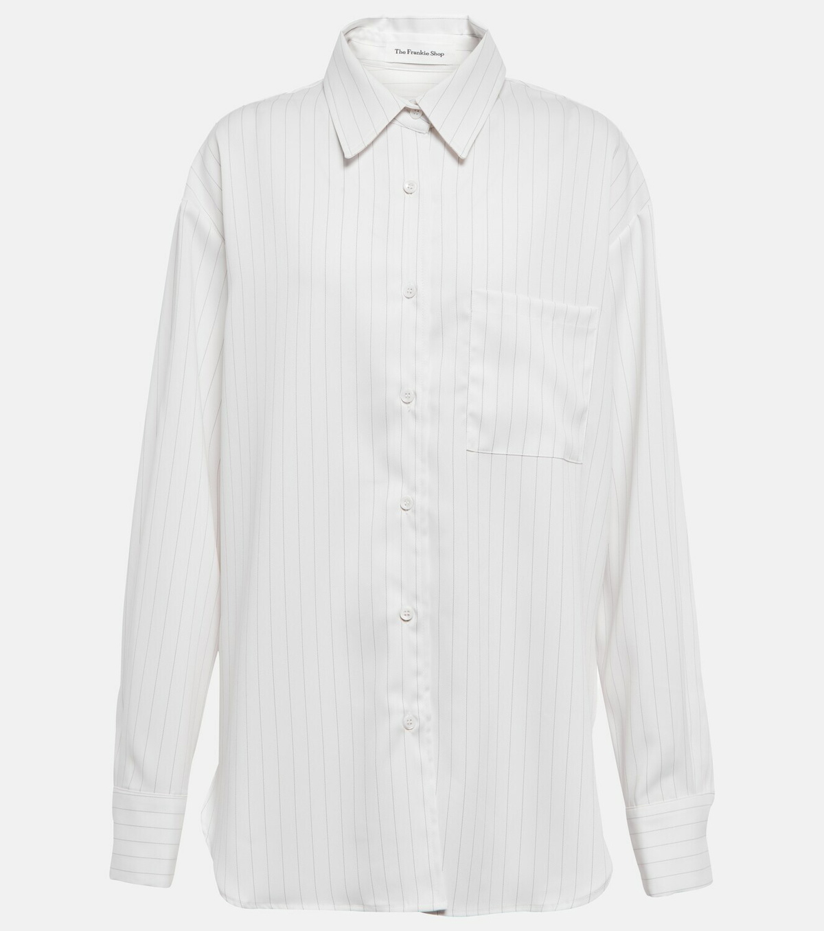 Green Lui patch-pocket striped cotton-poplin shirt