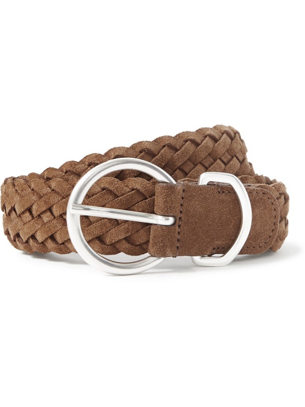 Photo: ANDERSON'S - 3.5cm Woven Suede Belt - Brown