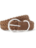 ANDERSON'S - 3.5cm Woven Suede Belt - Brown