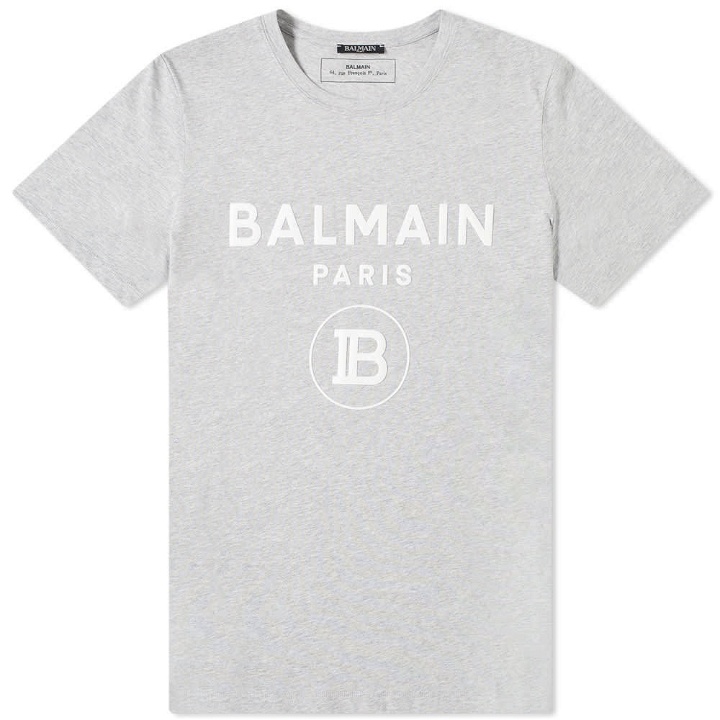 Photo: Balmain Paris Logo Tee Grey & White