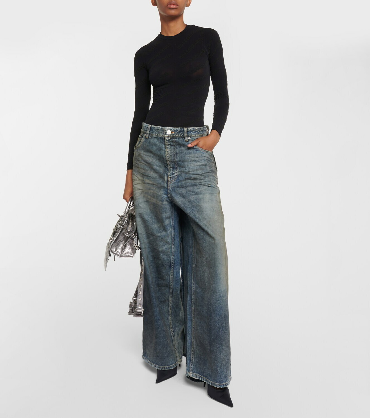 【関税＆送料込み】Balenciaga Lace-Up Denim Skirt Balenciaga Lace-Up Denim Skirt in Gray | Lyst