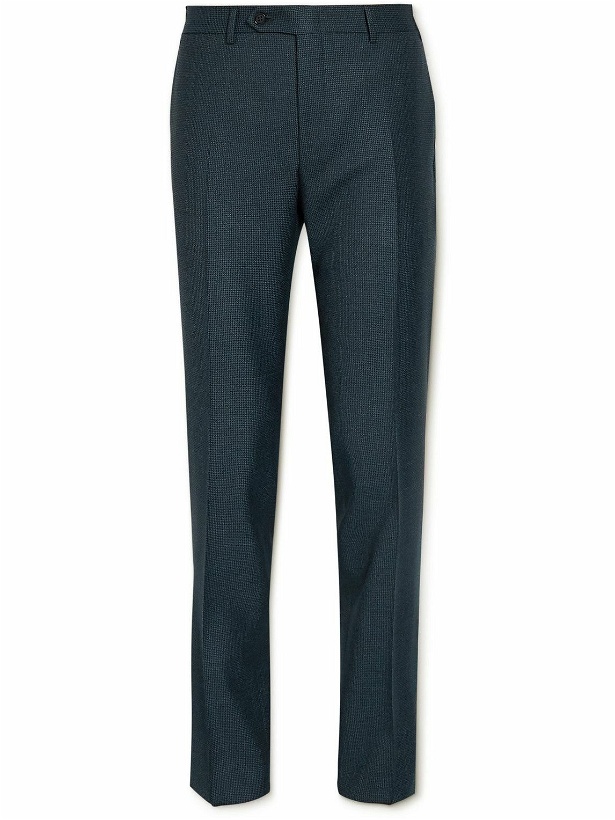 Photo: Canali - Houndstooth Wool Suit Trousers - Blue