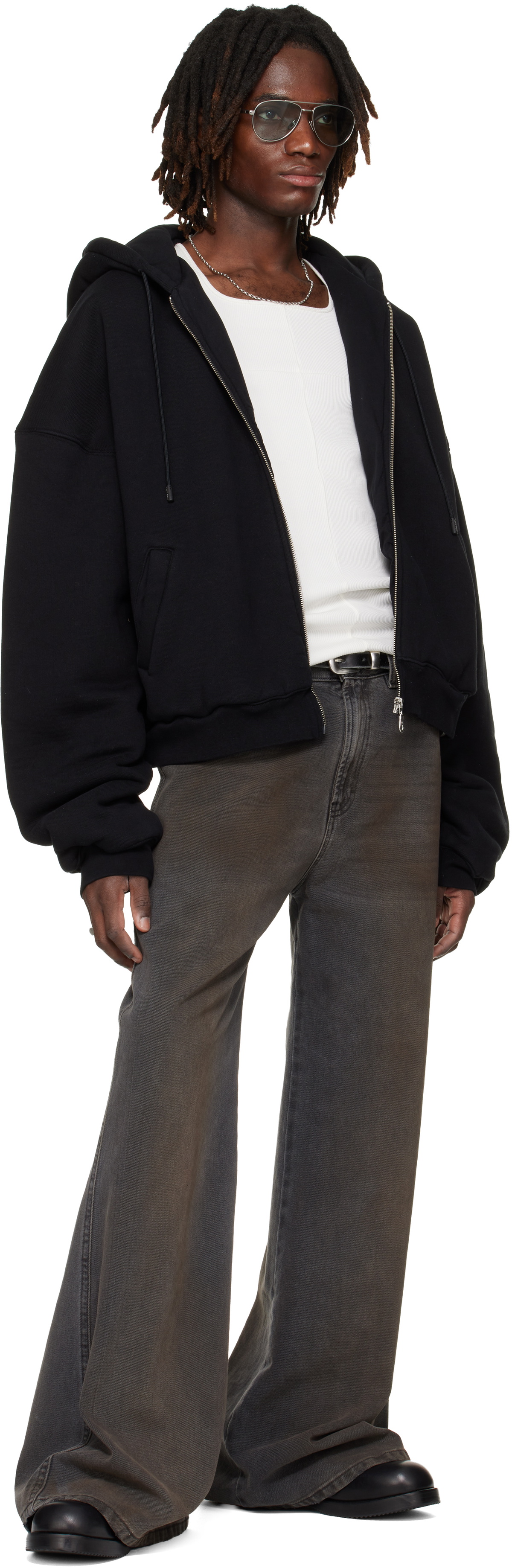 LU'U DAN SSENSE Exclusive Black Wadded Hoodie